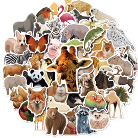 Sinoyp Sticker Set of 50 Large Decals Cute Realistic Animal Stickers Zoo Sticker Series 1 for Kids
