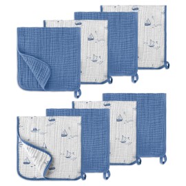 LILY O LAUREL Muslin Burp Cloths, 100% Cotton – 6 Layers Super Soft Absorbent & Breathable, Burp Cloths Baby Boy and Burp Cloths Baby Girl, 20"x10", Newborn Essentials - Pack of 8