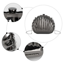 MilyaDE Women's Transparent Clutch Acrylic Clear Shell Purses Transparent Shoulder Bag Shoulder Bags Handbag with 2 Beads Chains, D-Metallic Black