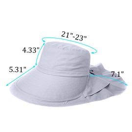 29 IYEBRAO Pack of 2 Women's Sun Hat with Neck Protection UV Protection Wide Brim Ponytail Summer Hat UPF 50 Adjustable Beach Fishing Hat Fishing Hat Garden Outdoor Hat, 2 pieces-black and light grey