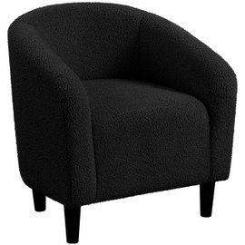 Yaheetech Yaheetech Accent Barrel Chair, Boucle Fabric Club Chair, Furry Sherpa Elegant Armchair with Cozy Soft Padded, Suitable for Living Room Bedroom Reception Room Office, Black