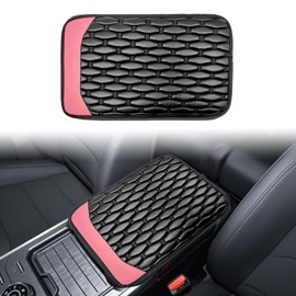 Car Center Console Cover, Waterproof PU Leather Auto Center Console Cushion Mat, Universal Comfortable Car Decor Accessories Fit, for Most Cars Vehicles, Truck, SUVs, Pink