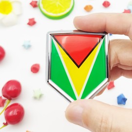 Overdecor Guyana Flag Decal Stickers Car Emblem Guyanese Car Accessories Decorations Chrome Shield Flag Sticker Decals for Cars Truck Vehicles, 2 Pack