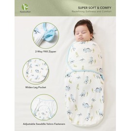 BambooBud Organic Baby Swaddle Sleep Sacks Newborn Swaddles Blanket Boys Girls Essentials Wearable Wrap, Little Dinosaur, 3-6Months