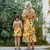 PopReal Mommy and Me Dresses Floral Print Cold Shoulder Ruffle