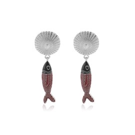 Fish Earrings for Women Boho Creative Ocean Animal Dangle Earrings Gold Silver Fish Statement Earring Trendy Summer Beach Mermaid Jewelry Accessories Silver