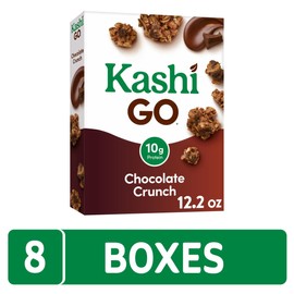 Kashi GO Cold Breakfast Cereal, Fiber Cereal, Vegan Protein, Chocolate Crunch (8 Boxes)