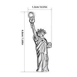 NUOBESTY 50Pcs Statue of Liberty Charms for Jewelry Making, Antique Silver Alloy Pendants Patriotic Souvenir Theme Party Favors for DIY Necklace Bracelet Earrings Keychain Crafts