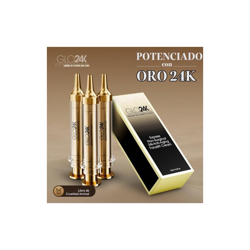 GLO24K Crema de estiramiento facial instantánea con oro de 24k,