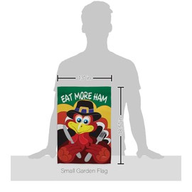 Breeze Decor G163034-BO Eat More Ham Fall Thanksgiving Decorative Vertical, Garden Flag 13"x 18.5", Multi-Color