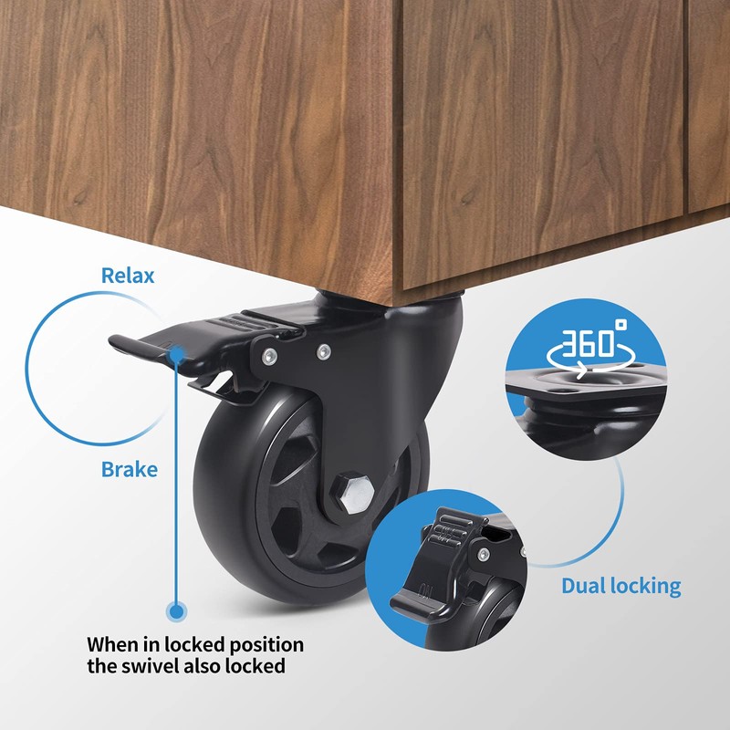 5 Inch Swivel Caster Wheels Set of 4, Heavy Duty