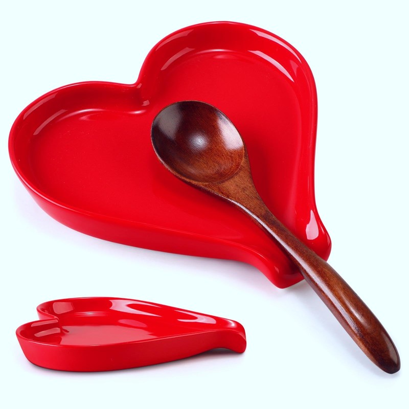 Remerry Mother's Day Heart Cute Spoon Rest for Kitchen Counter,