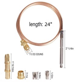 Thermocoupler for Robertshaw Thermostat Control Pilot Burner Assembly Replacement 1980-024 Snap Fit Universal Thermocouple (24")