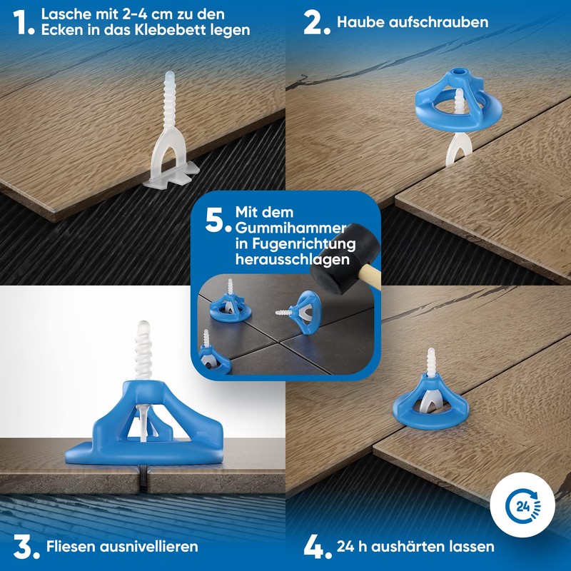 Bauhandel24 Tile Levelling System Set for Wall and Floor Tiles,
