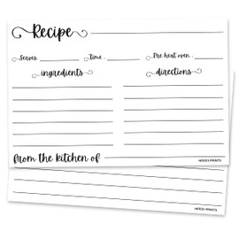 HerZii Prints Recipe Cards Double Sided - (Set of 50) Thick Premium Card Easy to Write -From the Kitchen of-for Bridal, Baby Shower, Weddings, Graduation and Mother’s Day (3x5 inches, White)