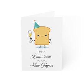 New Home Greeting Card with Toast Illustration, 6x8 inches, Handcrafted in the UK