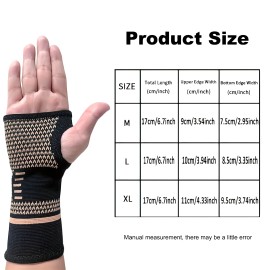 1 Pair Copper Wrist Compression Sleeves Support Brace Unisex for Sports Fitness Workouts Typing Breathable Hand ProtectionSize: M