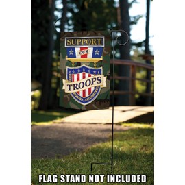 Toland Home Garden 1112388 Support Our Troops Patriotic Flag 12x18 Inch Double Sided Patriotic Garden Flag for Outdoor House Military Flag Yard Decoration