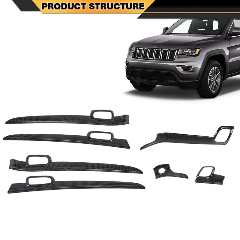 CNNELL Dashboard Panel Door Handle Trim Bezels Carbon Fiber Compatible