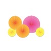 Beistle Colorful Tissue Paper Fans, Pink/Orange/Yellow - 5pcs