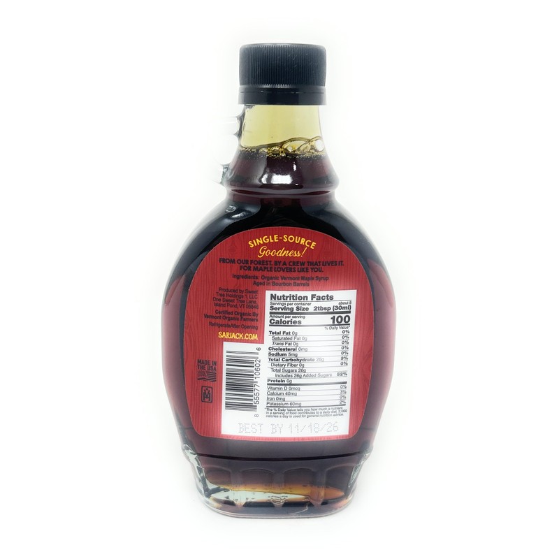Sapjack Organic Bourbon Aged Maple Syrup 8oz - 1 glass
