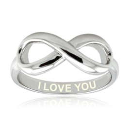Sterling Silver I Love You Engraved Infinity Ring, Size 10