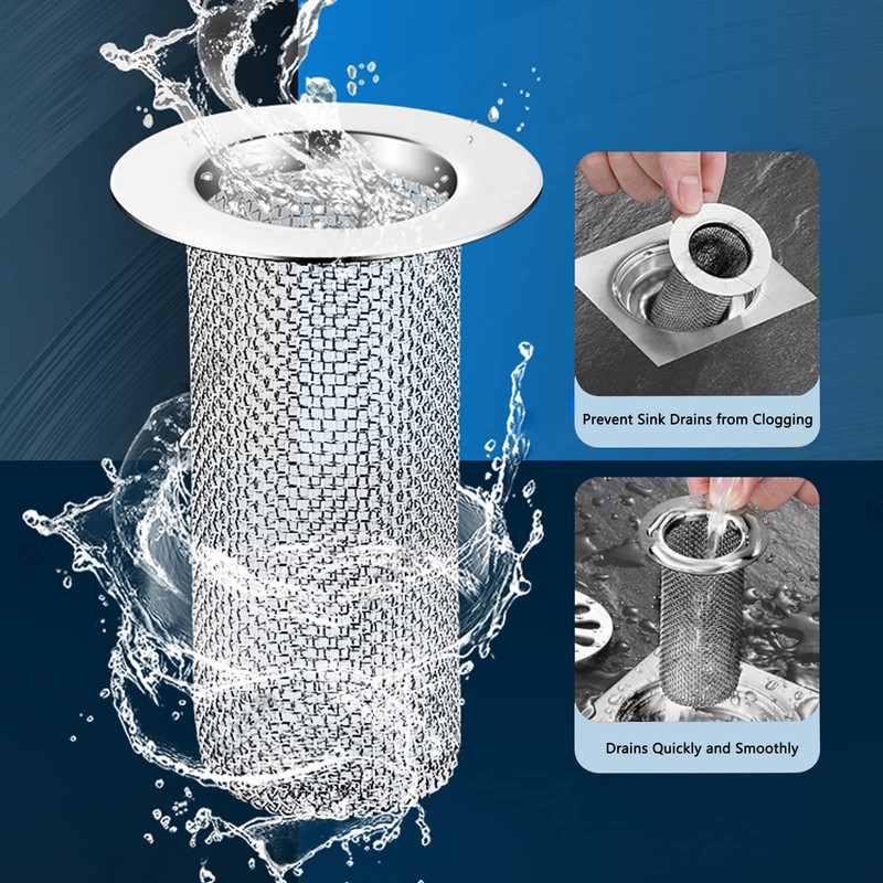 Resdenio Bathroom Sink Drain Strainer Stainless Steel, 2 Pack Floor