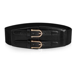 XMNIVATE Women's Black Solid Wide Fashion Belt, 25.6 inch, Adult, Female