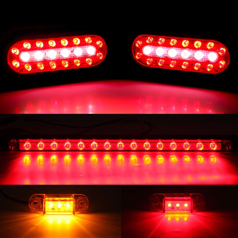Partswcgg 6" Oval Led Trailer Tail Lights Kit w/Mounting Brackets,2Pcs