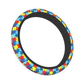 Autism Puzzle Steering Wheel Covers Non Slip Neoprene Steering Wheel Protector Cover Universal 15 Inch for Men Women