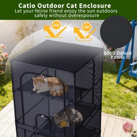 Rockever Catio Outdoor Cat Enclosure, 72.4" Large Cat Cage with Window Acess, 4 Tiers Cat Patio 6 Doors, Indoor Outdoor Cat House for Multiple Cats, UV-Resistant Roof