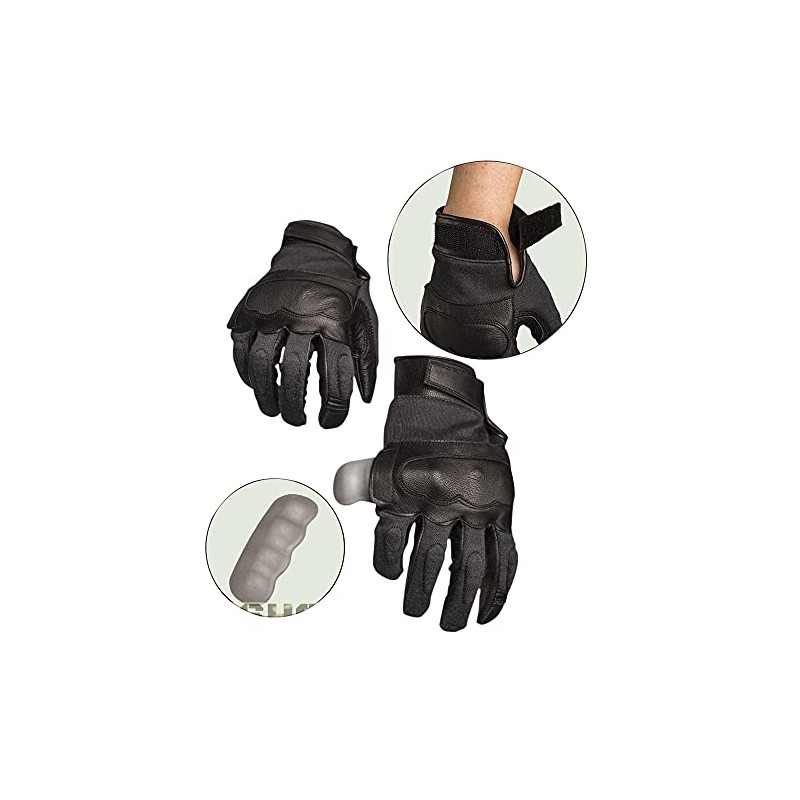 Mil-Tec Men's Gloves Leather / Kevlar Black size M