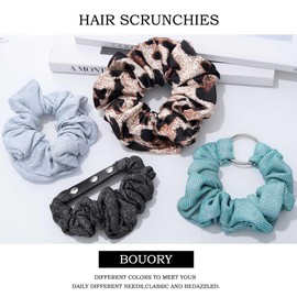 Bouory Soft Big Hair Scrunchies Polka Dot Hair Ties Red Bandana Scrunchies Elastics Thick Ponytail Holders for Women and Girls 4PCS (Type C)