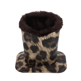 MILISTEN Plush Dressed Glasses Holder Stand Anti-scratch PU Leather Glasses Holder for Desks or Bedside Tables Leopard