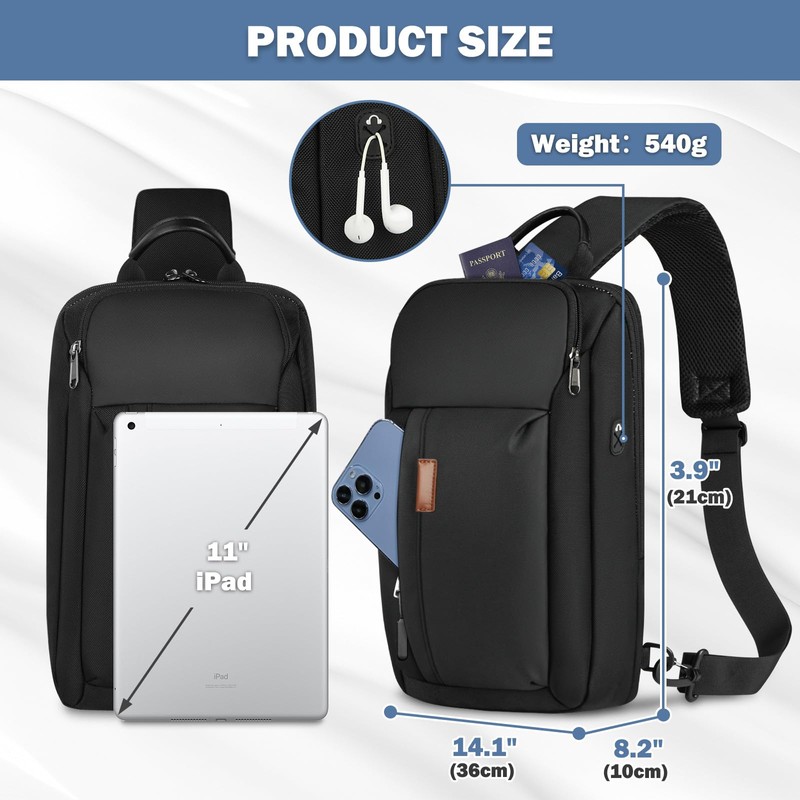 Large Sling Bag for Men Lightweight Waterproof Crossbody Bag Travel
