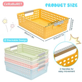 CeRaBuRET 24 Pack Classroom Baskets, Colorful Organizer Baskets, Classroom Storage Bin Book Basket, Pencils Storage Basket Plastic Book Bins for Study Room, Living Room Office Organizer
