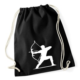 Huuraa Gym Bag Archery Silhouette Gift 12 Litres Black Cotton Archery Present
