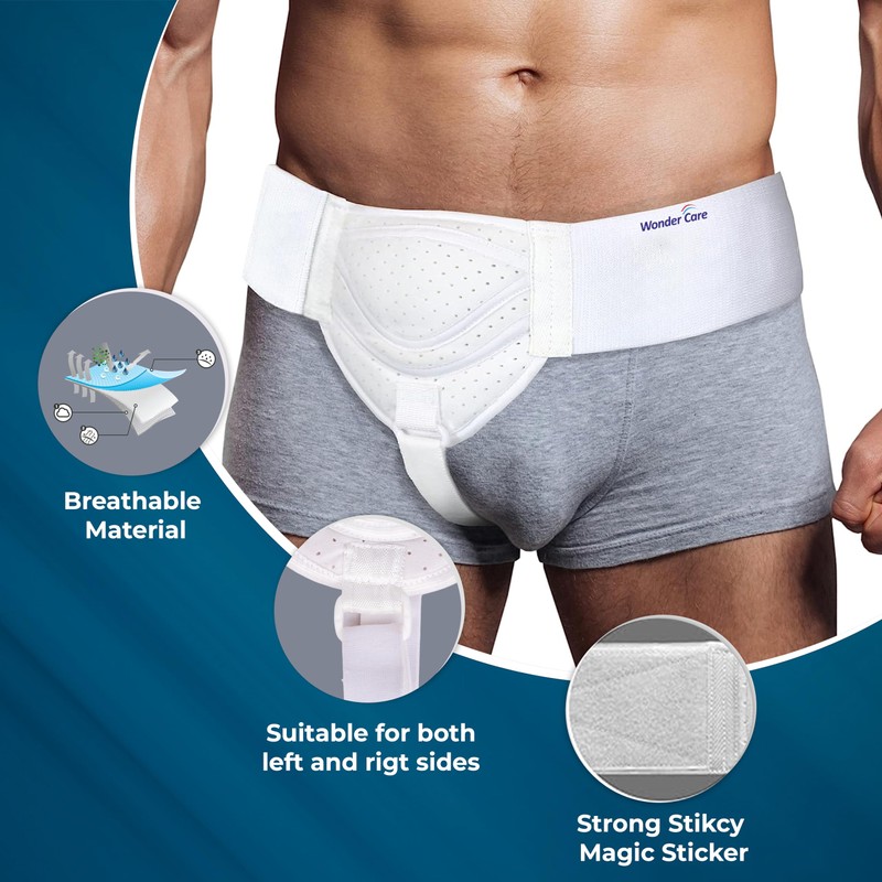 Wonder Care Hernia belt_men Inguinal-Hernia-Stützband Schmerzlinderung_entfernbare Kompressionspads Beckenwirbelsäule Flexibel einstellbar