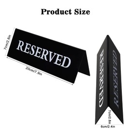 6 Pieces Plastic Reserved Table Sign for Wedding 7.9 x 2.7 Inches Acrylic Double Side Table Tent Black Guest Reserve Seating Signs Reservation Tables Seat Sign for Restaurant Chairs Wedding