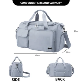 CarryFitness® Sports Duffel Bag, Gym Bag Womens Mens with Shoes Compartment, Waterproof Lightweight Weekend Bags for Women, Duffle Travel Overnight Bag, Holdall Hospital Bag - Gray 37L