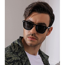 Tolumo Retro Polarized Sunglasses Men Women Al-Mg Metal Leg TR90 Ultra Light Frame UV400 For Driving Golf Fishing T581 Grey Silver