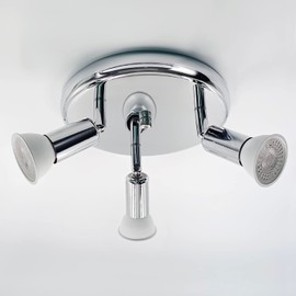 Sweier 3 Way Chrome LED Round Ceiling Spotlight Rotatable Head for Kitchen, Living Room and Bedroom LED Ceiling Light with 3 LED 5W Cool White 6000K GU10 Spotlight