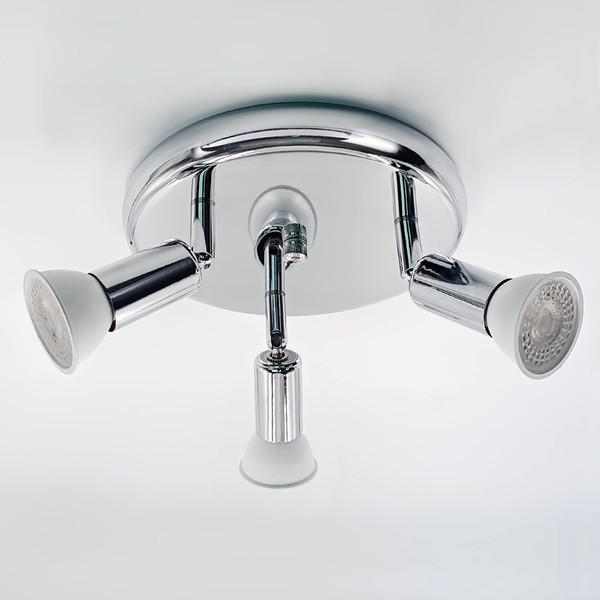 Sweier 3 Way Chrome LED Round Ceiling Spotlight Rotatable Head