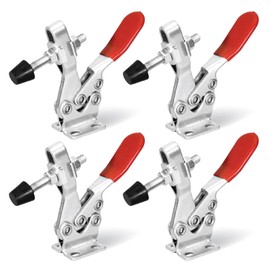 POWERTEC 4PK Toggle Clamp, 500 lbs Holding Capacity, 225D Quick Release Horizontal Clamps w/Antislip Rubber Pressure Tip for Woodworking Jigs and Fixtures,Welding, Drill Press, Crosscut Sled(20325-P2)