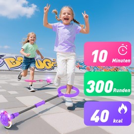 Flashing Jump Ring Foot Spinner with Counter, Timer, Calorie Counter Toy Gifts for Children (Purple)