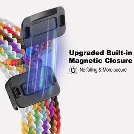 HQzon 16mm Nylon Band Compatible with FITVII HM08/MorePro HM08, Magnetic Buckle Braided Strap Compatible with FITVII Amzhero-Runfit D26/KALINCO