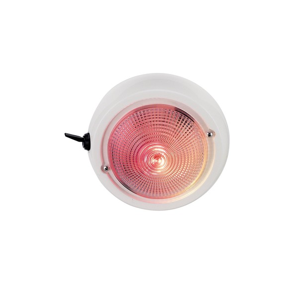 Perko 1263DP1WHT 12V Exterior Surface Mount Dome Light with Red and White Bulbs - 5" Diameter White Base