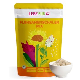 Lebepur Organic psyllium husks mix 500 g, cultures complex with 100 billion cfu/g - bacterial strains without inulin, with lactic acid cultures, high fibre content 82 g per 100 g