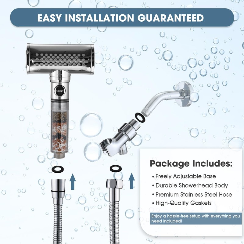 High Pressure Filtered Shower Head for Hard Water - Handheld
