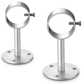 Silver Ceiling Curtain Rod Brackets - 2 Pack, Ceiling Mounted Curtain Rod Hooks Hangers, Metal Support Holder for 1-1/4 inch Drape Pole, Hanging Shower Curtain Rods and Clothes Rods from Ceiling